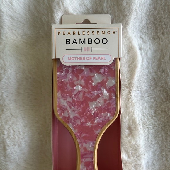 ? Pearlessence Bamboo Paddle Brush With Pink Mother Of Pearl! main image 7